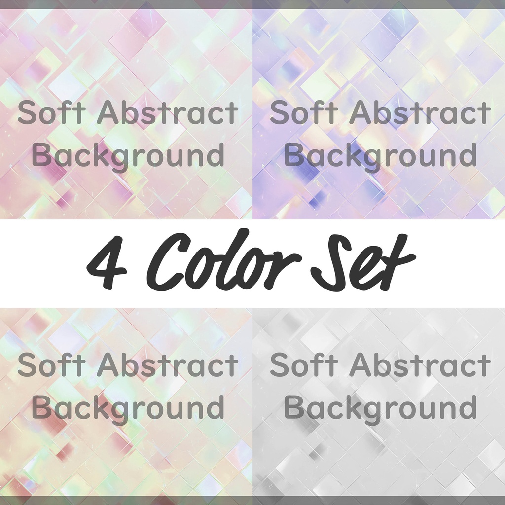 04_やさしく輝くホログラムタイル背景素材｜透明感パターンデザイン（4色セット）