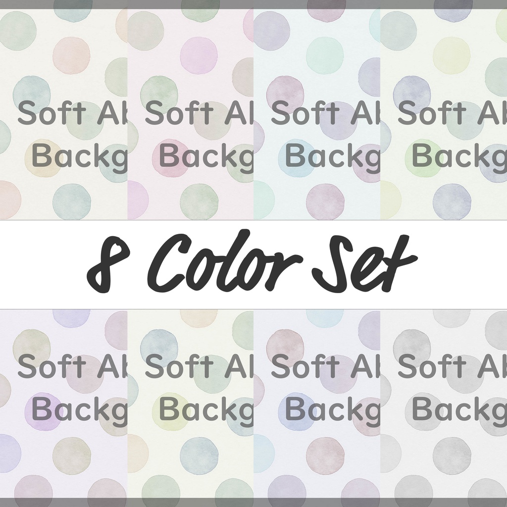 02_パステルドット背景素材|ソフトな水彩風アブストラクト(8色セット)