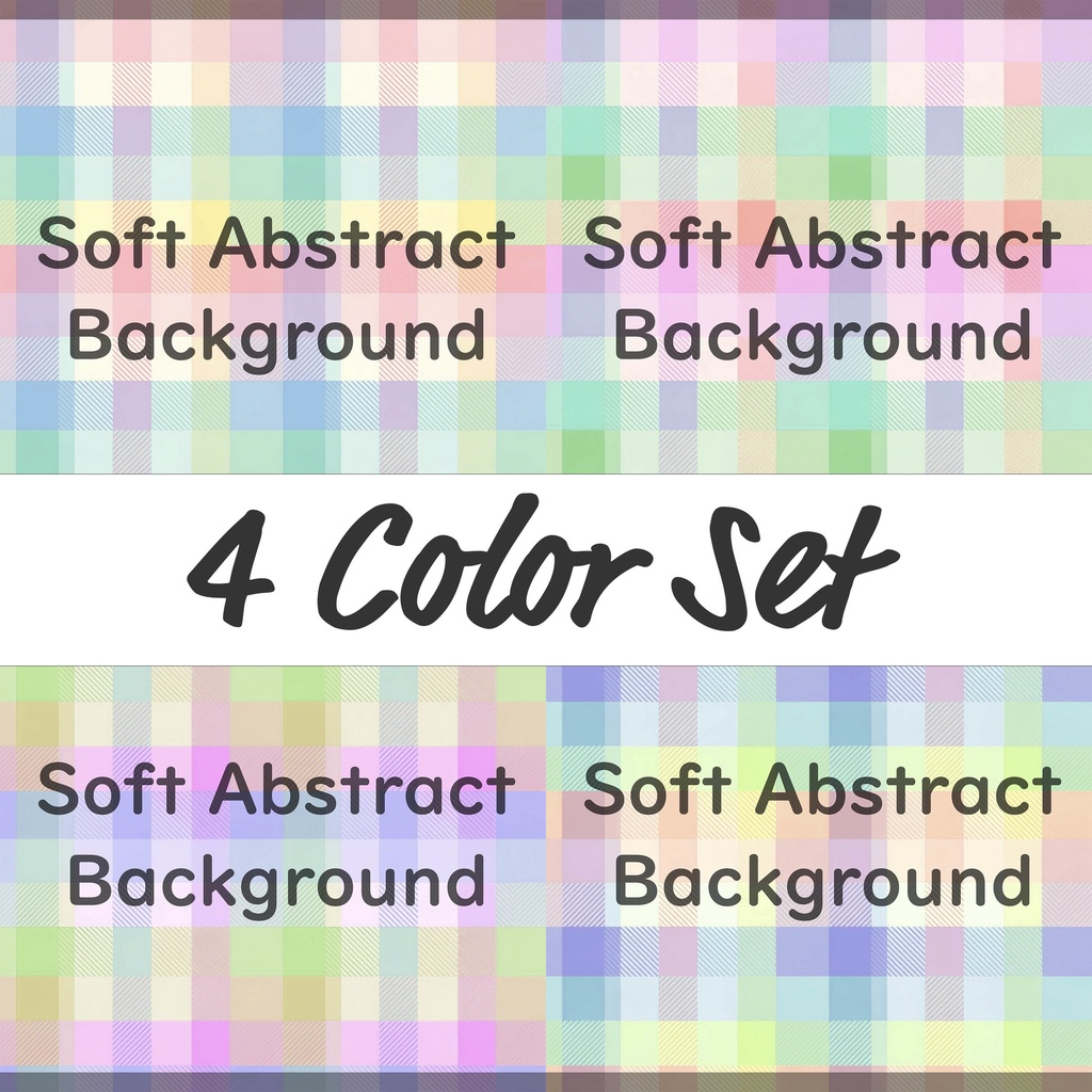 01_やさしい色合いのパステルチェック背景素材｜淡色グリッドパターン（4枚セット）