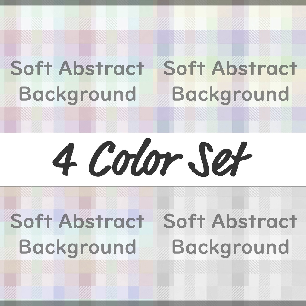 04_やさしい色合いのパステルチェック背景素材｜淡色グリッドパターン（4枚セット）