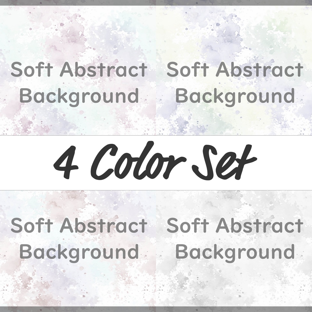 04_パステル水彩スプラッシュ背景素材|やさしい抽象テクスチャ(4色セット)