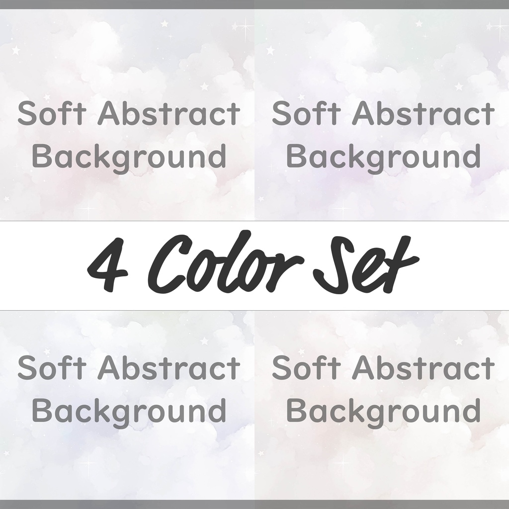 03_夢かわパステル雲と星の背景素材｜ふんわり空デザイン（4色セット）