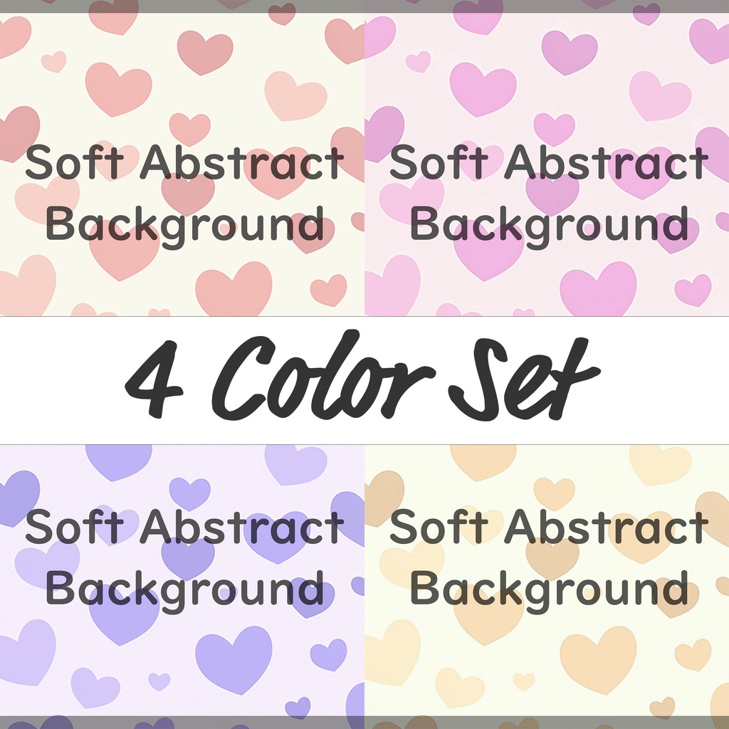 01_やさしいパステルハートの背景素材｜ふんわり恋色デザイン（4色セット）