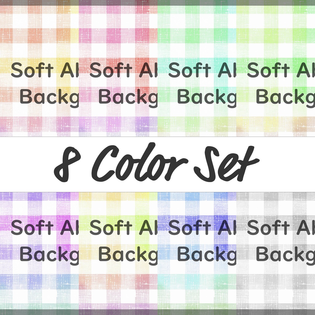 01_パステルチェック背景素材｜ナチュラル質感（8色セット）