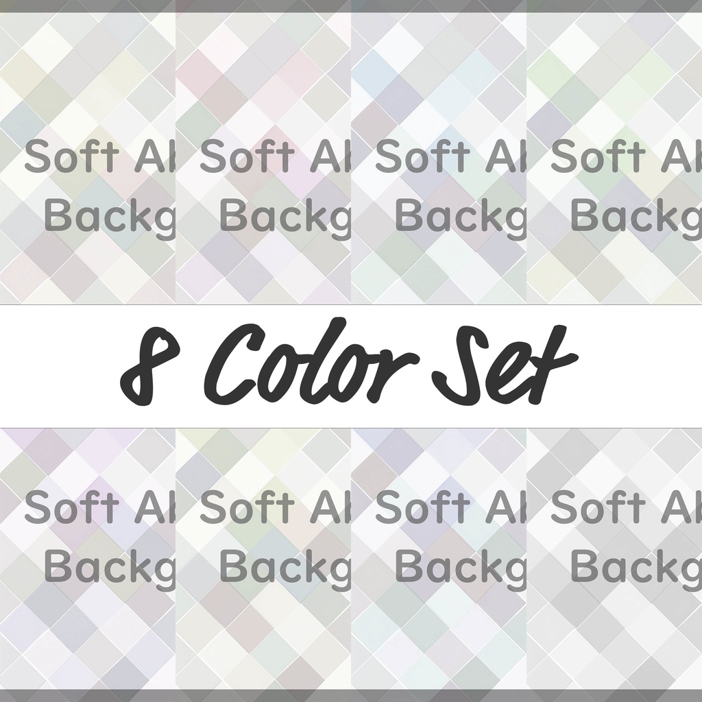 02_やわらかパステルダイヤ背景素材｜淡彩キルトチェックパターン（8色セット）