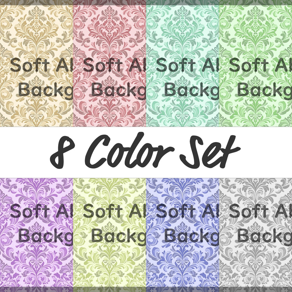 01_クラシックダマスク装飾背景|アンティークゴールドパターンテクスチャ(8色セット)