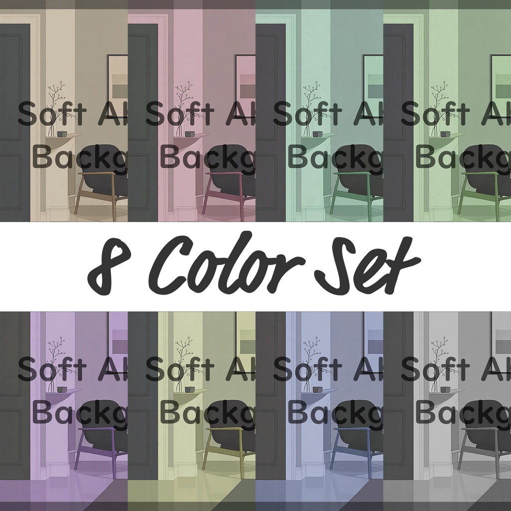 01_落ち着いたリビング室内空間背景素材|ミニマルインテリア(8色セット)