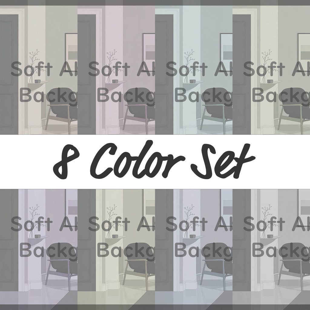 02_落ち着いたリビング室内空間背景素材|ミニマルインテリア(8色セット)