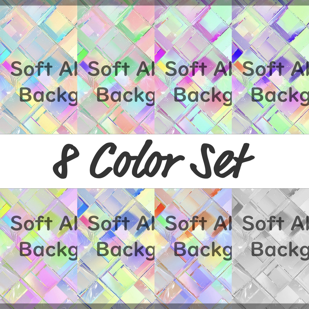 01_光が重なるホログラムタイル背景素材|透明感デザイン(8色セット)