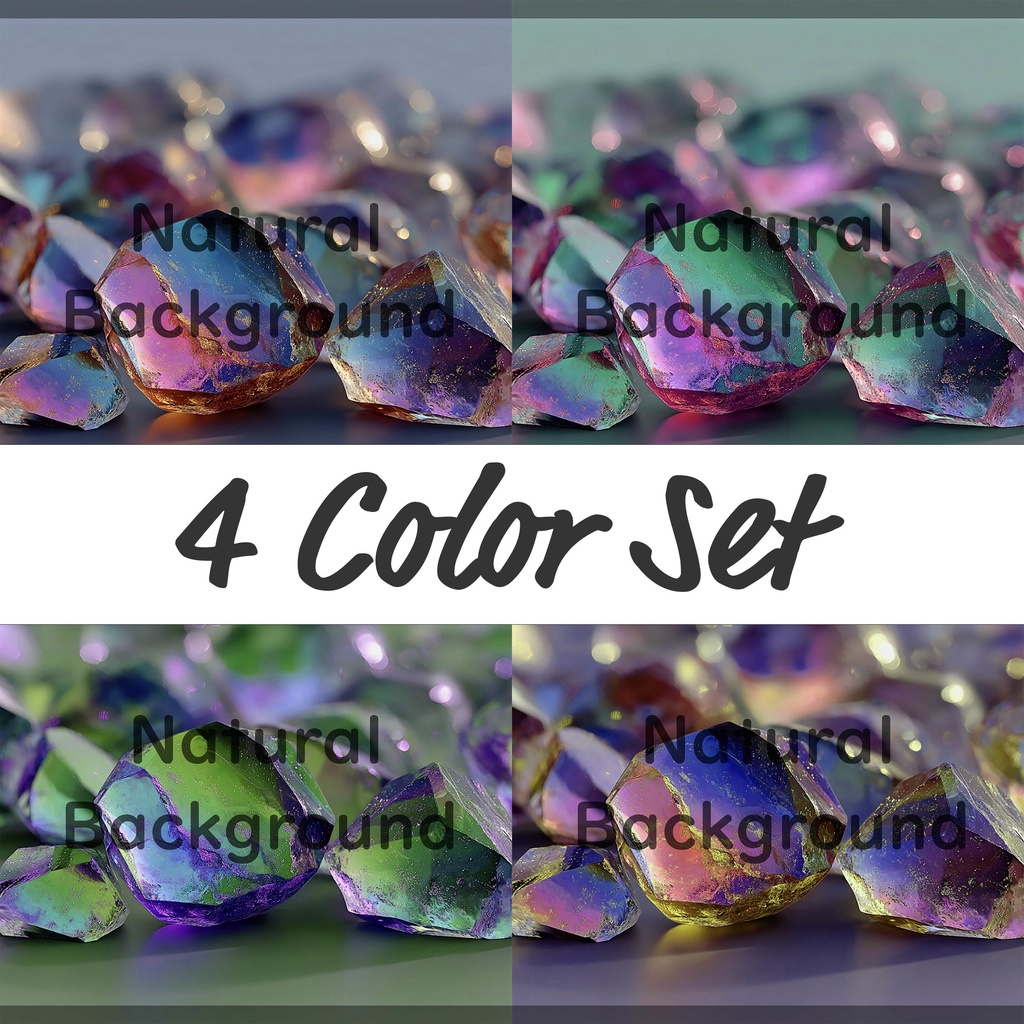 01_ラグジュアリーミネラルクリスタル背景素材|幻想ジェムテクスチャデザイン(4色セット)