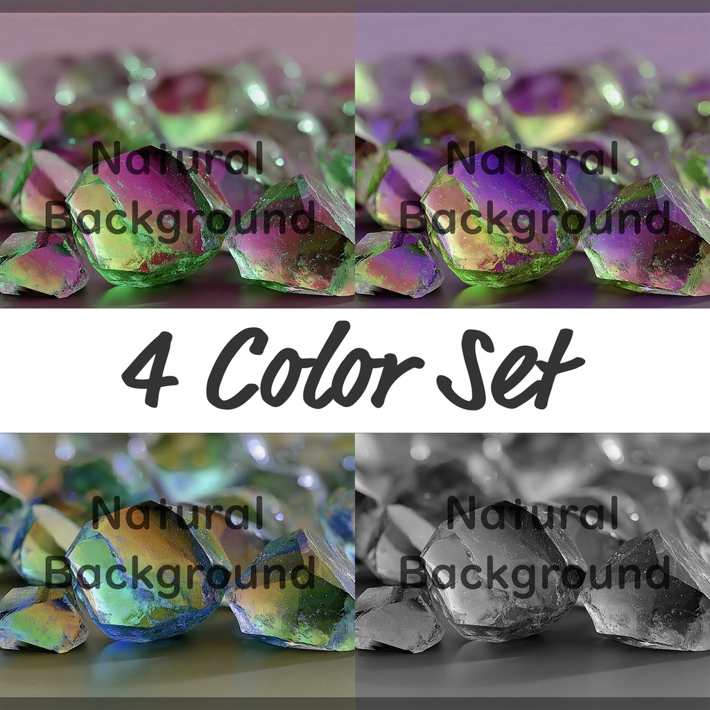02_ラグジュアリーミネラルクリスタル背景素材｜幻想ジェムテクスチャデザイン（4色セット）