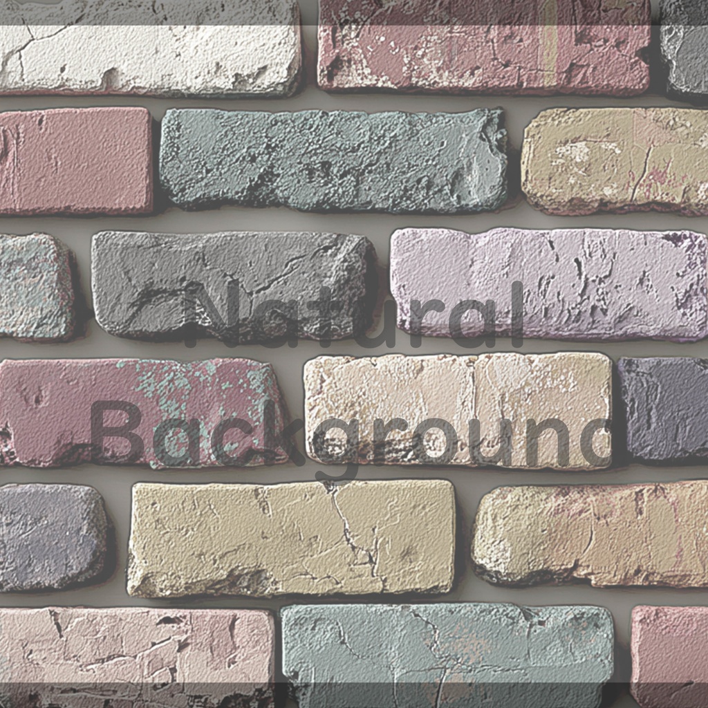 09_カラフルレンガテクスチャ背景素材｜ヴィンテージブリックデザイン