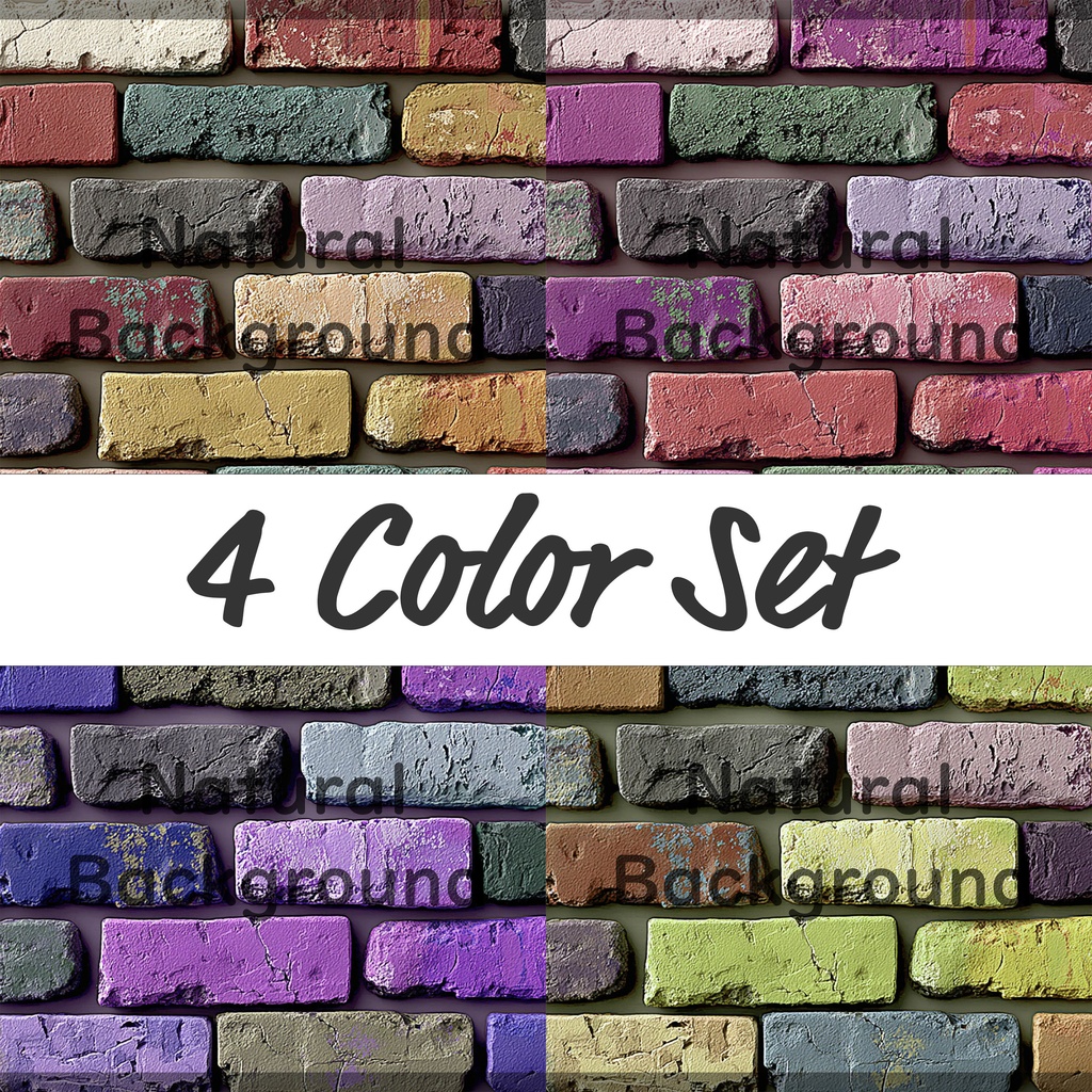 01_カラフルレンガテクスチャ背景素材｜ヴィンテージブリックデザイン（4色セット）