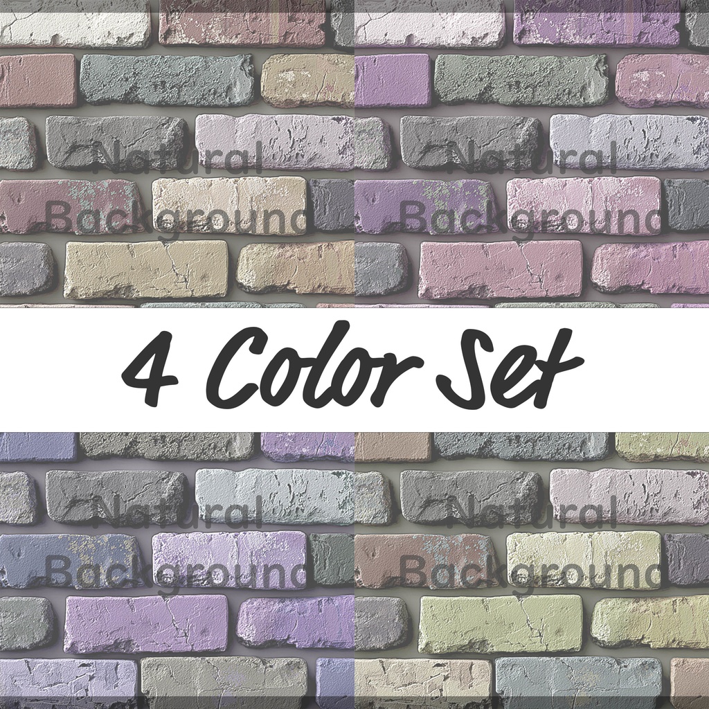 03_カラフルレンガテクスチャ背景素材｜ヴィンテージブリックデザイン（4色セット）