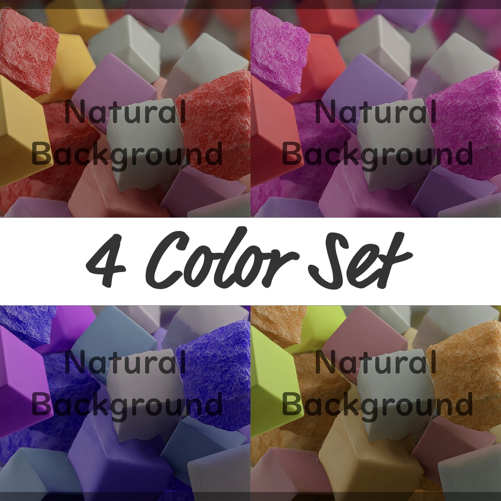 01_ポップカラフルキューブ背景素材｜立体ブロックテクスチャデザイン（4色セット）