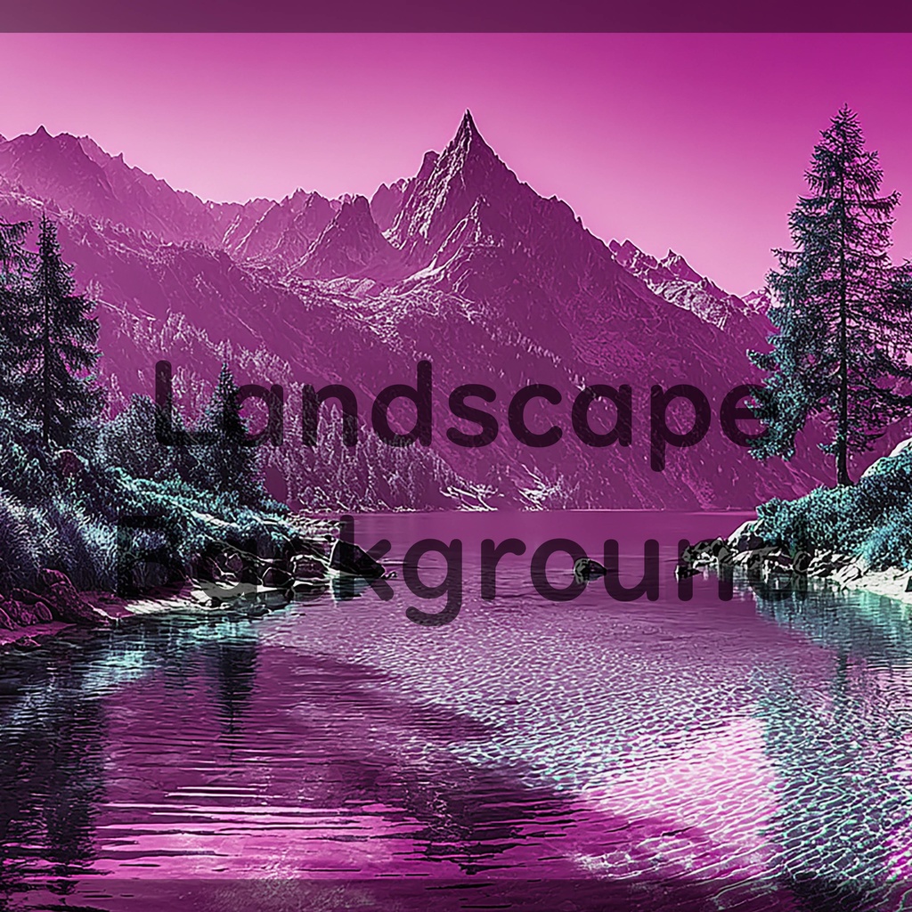 02_神秘的な高原湖と山並み背景素材|透明感ある自然デザイン(4色セット)