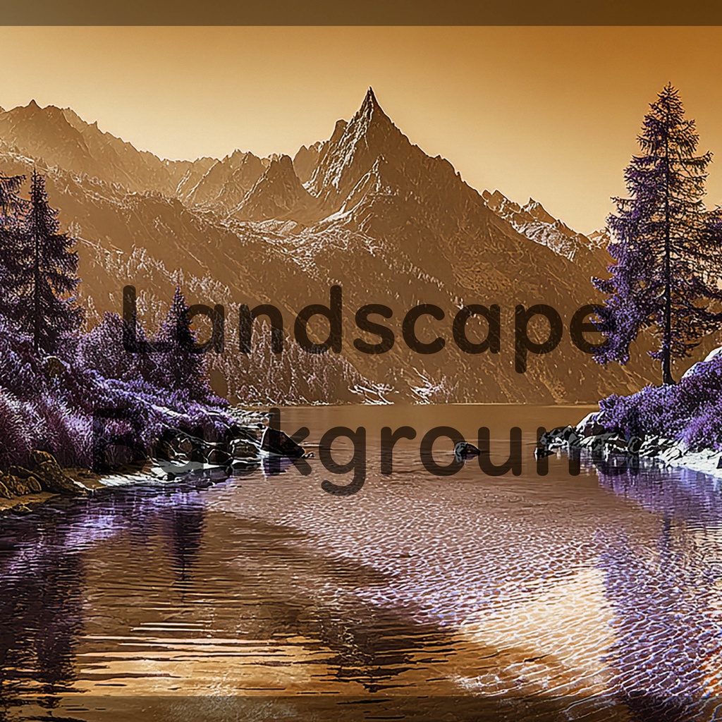 02_神秘的な高原湖と山並み背景素材|透明感ある自然デザイン(4色セット)