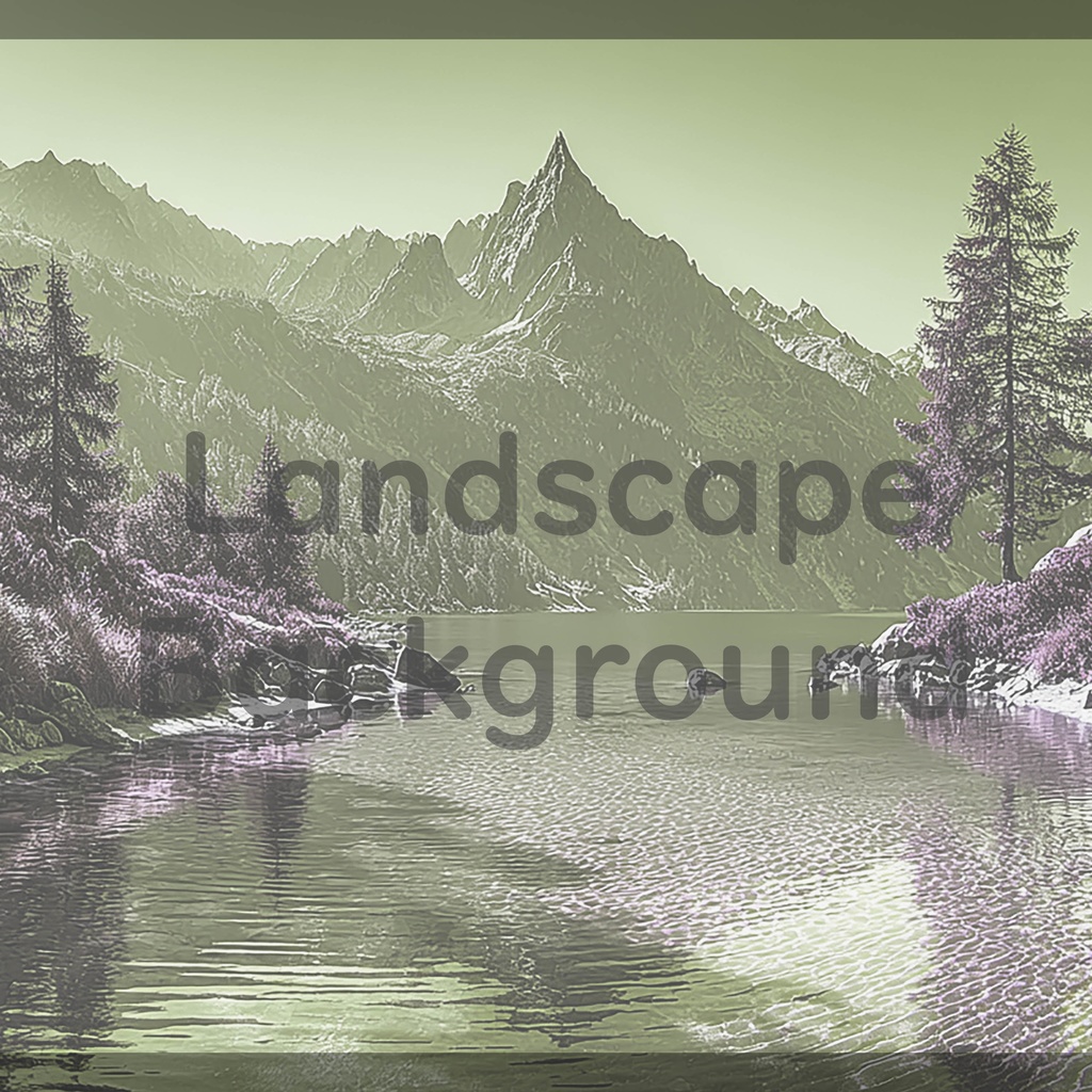 03_神秘的な高原湖と山並み背景素材|透明感ある自然デザイン(4色セット)