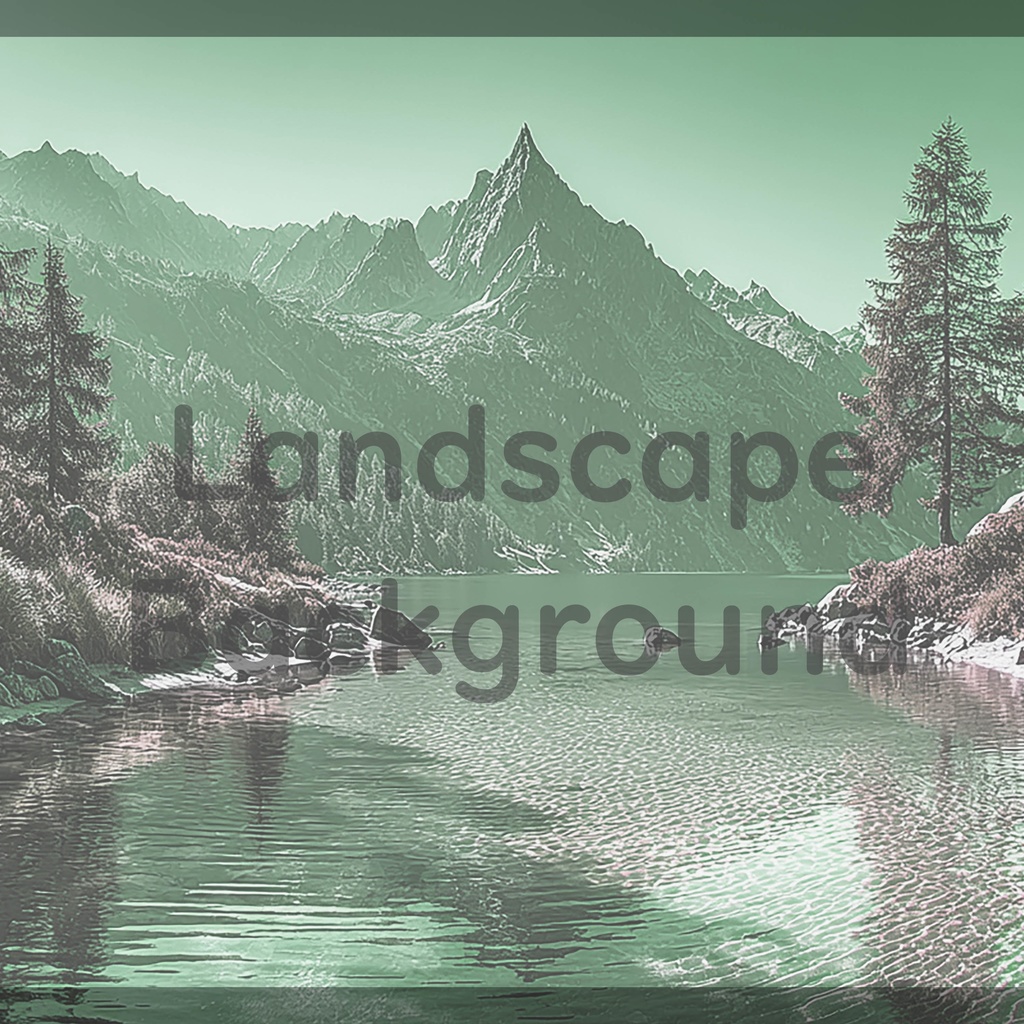 03_神秘的な高原湖と山並み背景素材|透明感ある自然デザイン(4色セット)