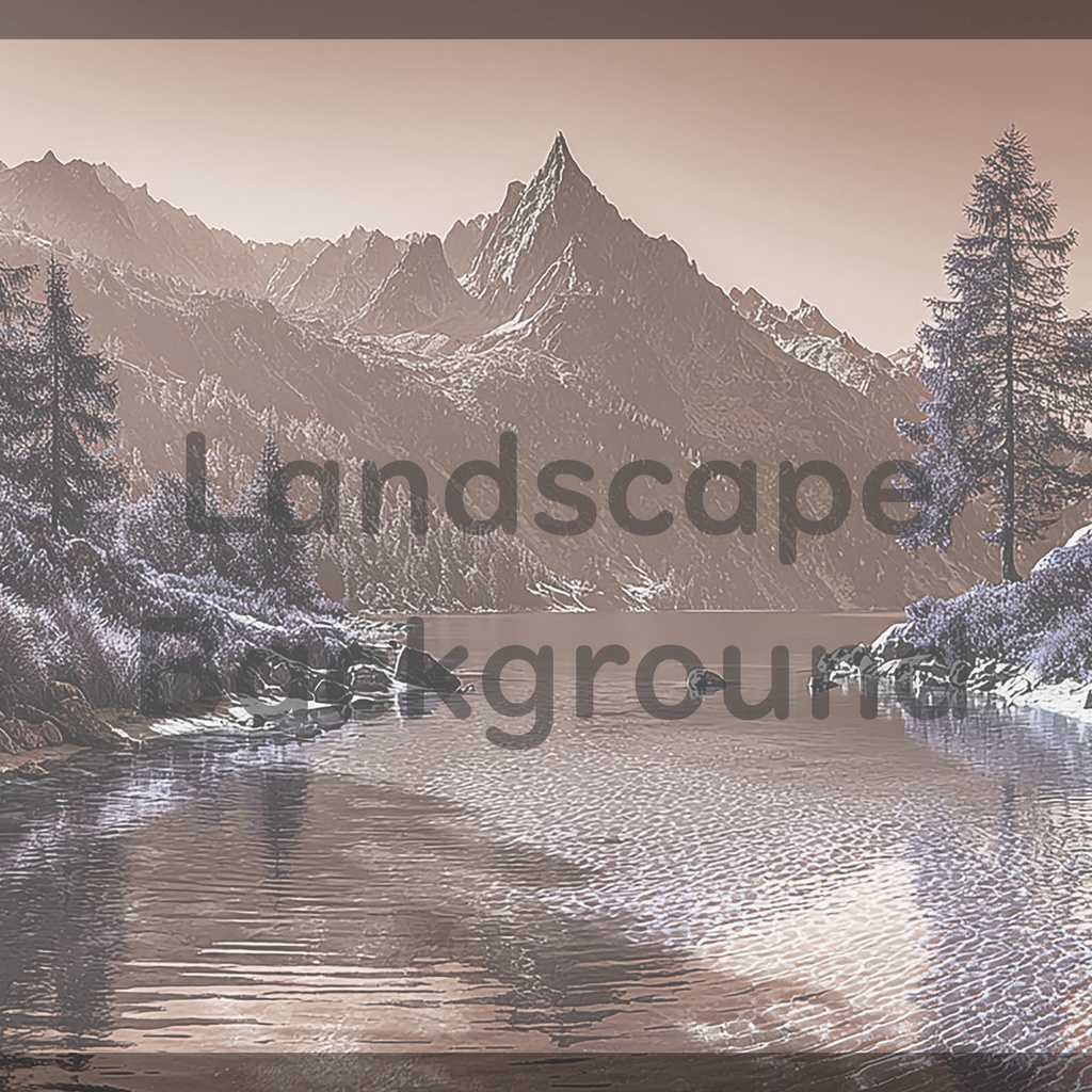 04_神秘的な高原湖と山並み背景素材|透明感ある自然デザイン(4色セット)