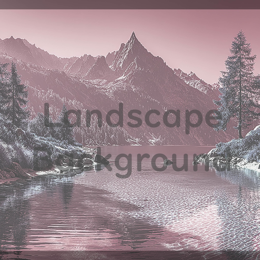 04_神秘的な高原湖と山並み背景素材|透明感ある自然デザイン(4色セット)