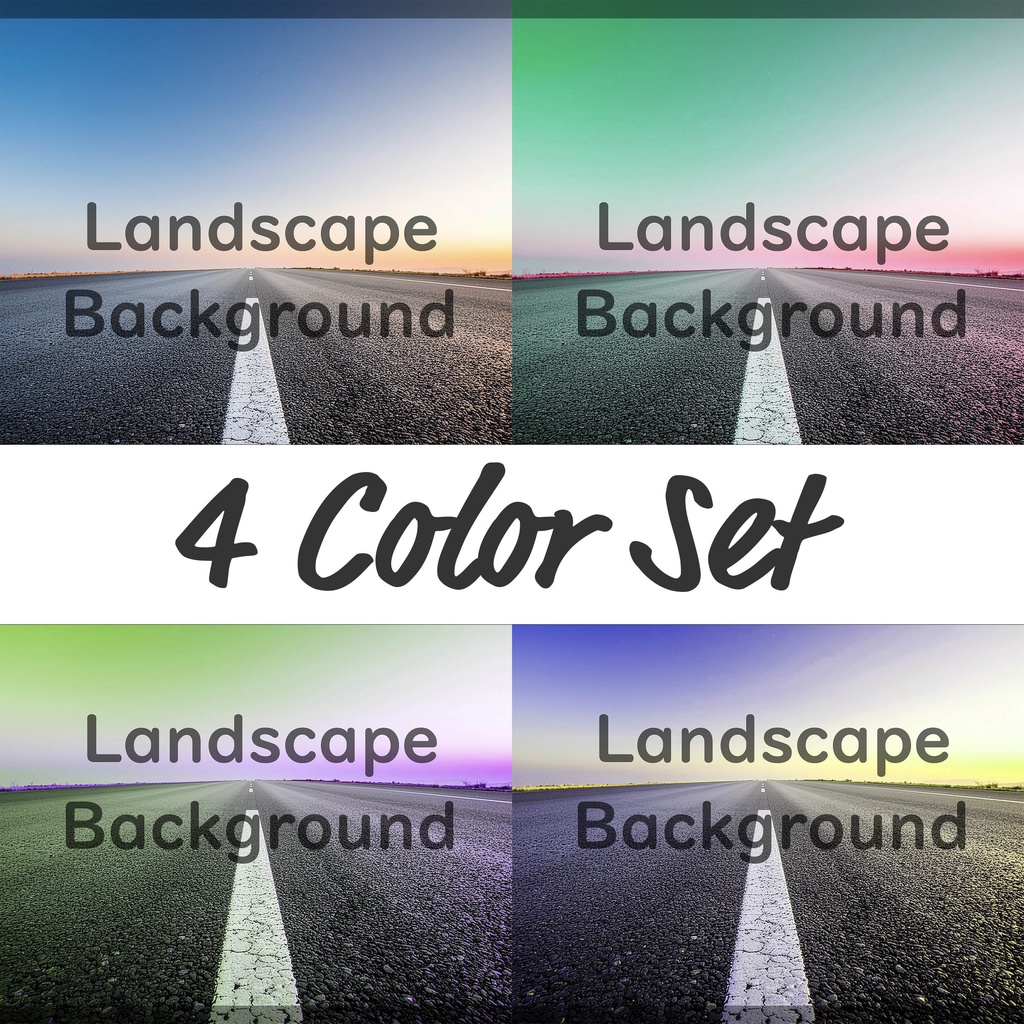 01_無限に続くロードビュー背景素材|開放的な地平線デザイン(4色セット)