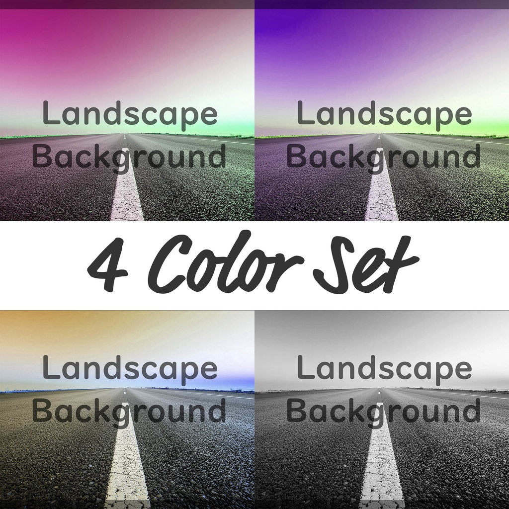 02_無限に続くロードビュー背景素材|開放的な地平線デザイン(4色セット)
