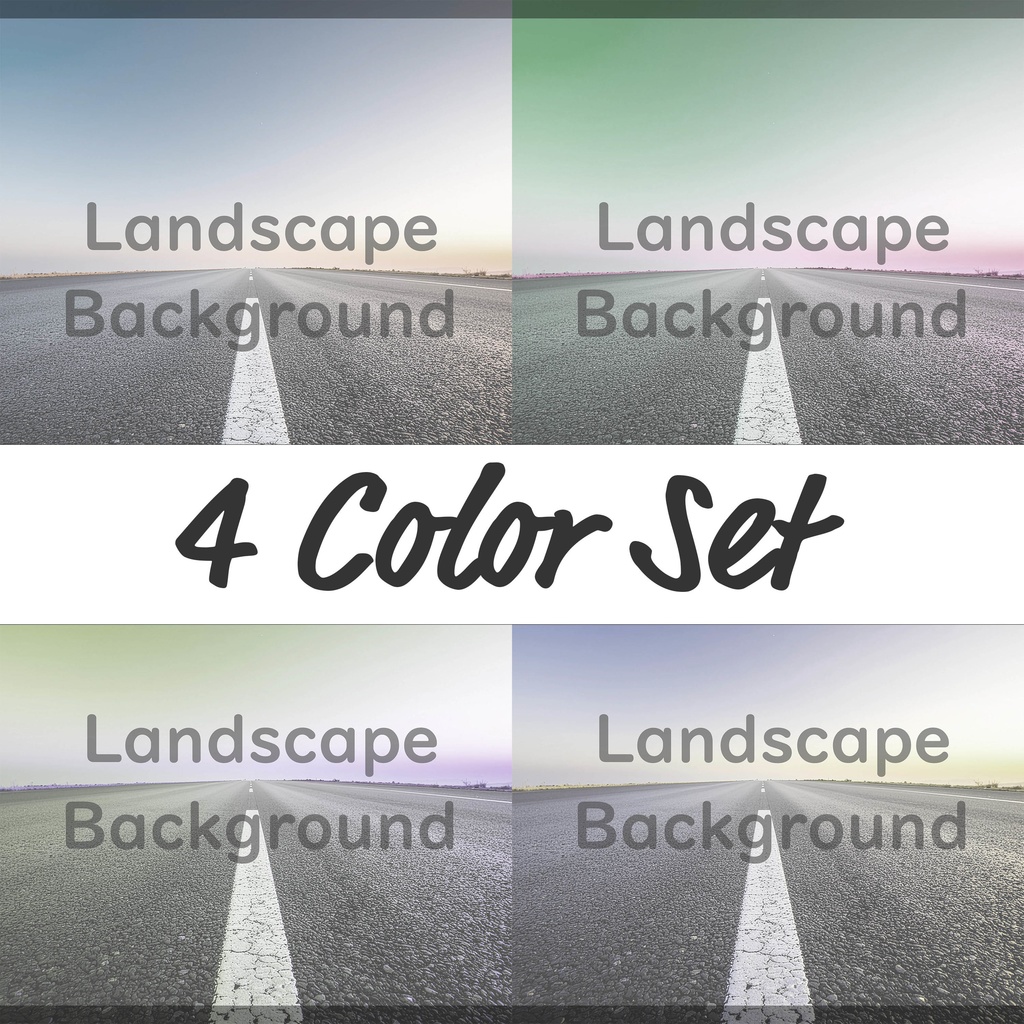03_無限に続くロードビュー背景素材|開放的な地平線デザイン(4色セット)