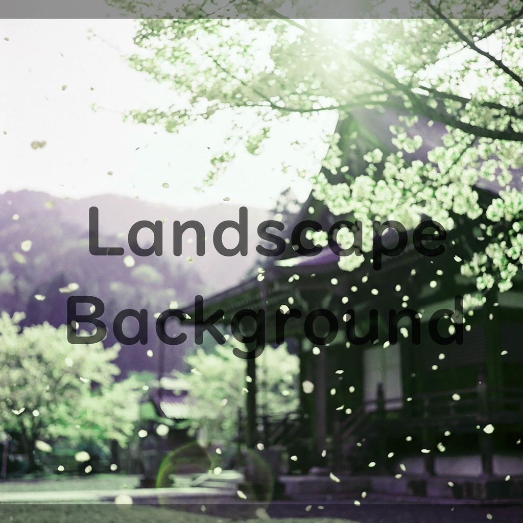 02_桜舞う寺院背景|儚く美しい春景色(4色セット)