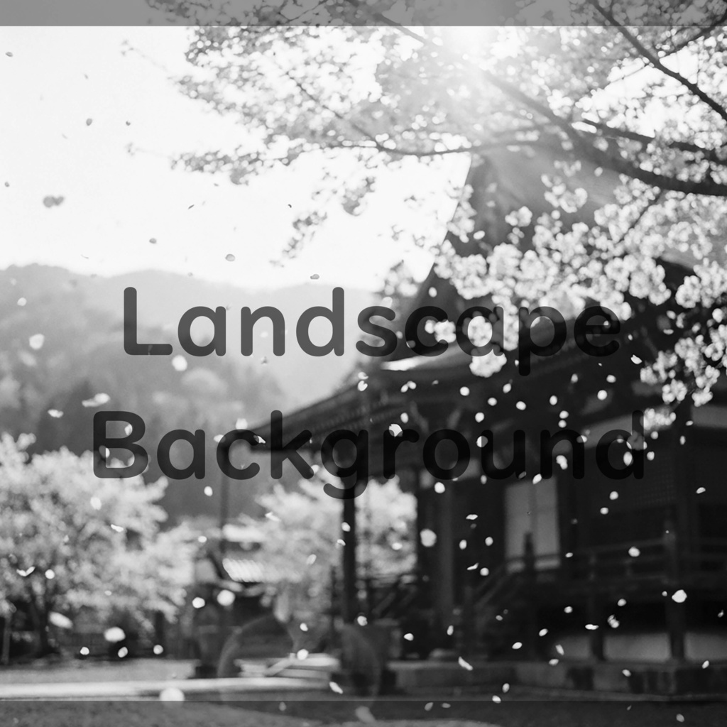 02_桜舞う寺院背景|儚く美しい春景色(4色セット)