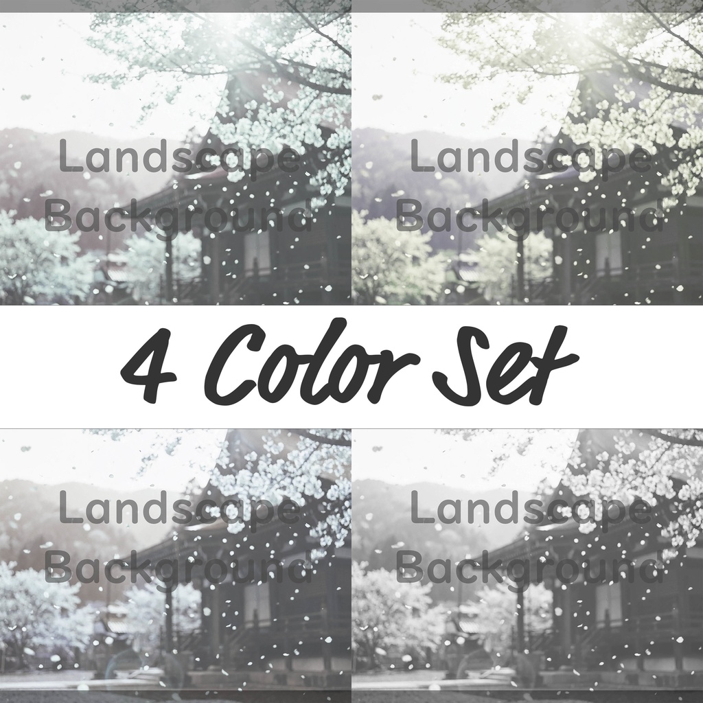 04_桜舞う寺院背景｜儚く美しい春景色（4色セット）
