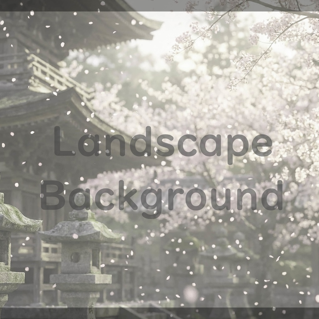 012_光に包まれる桜寺院庭園背景|上品な和の景色