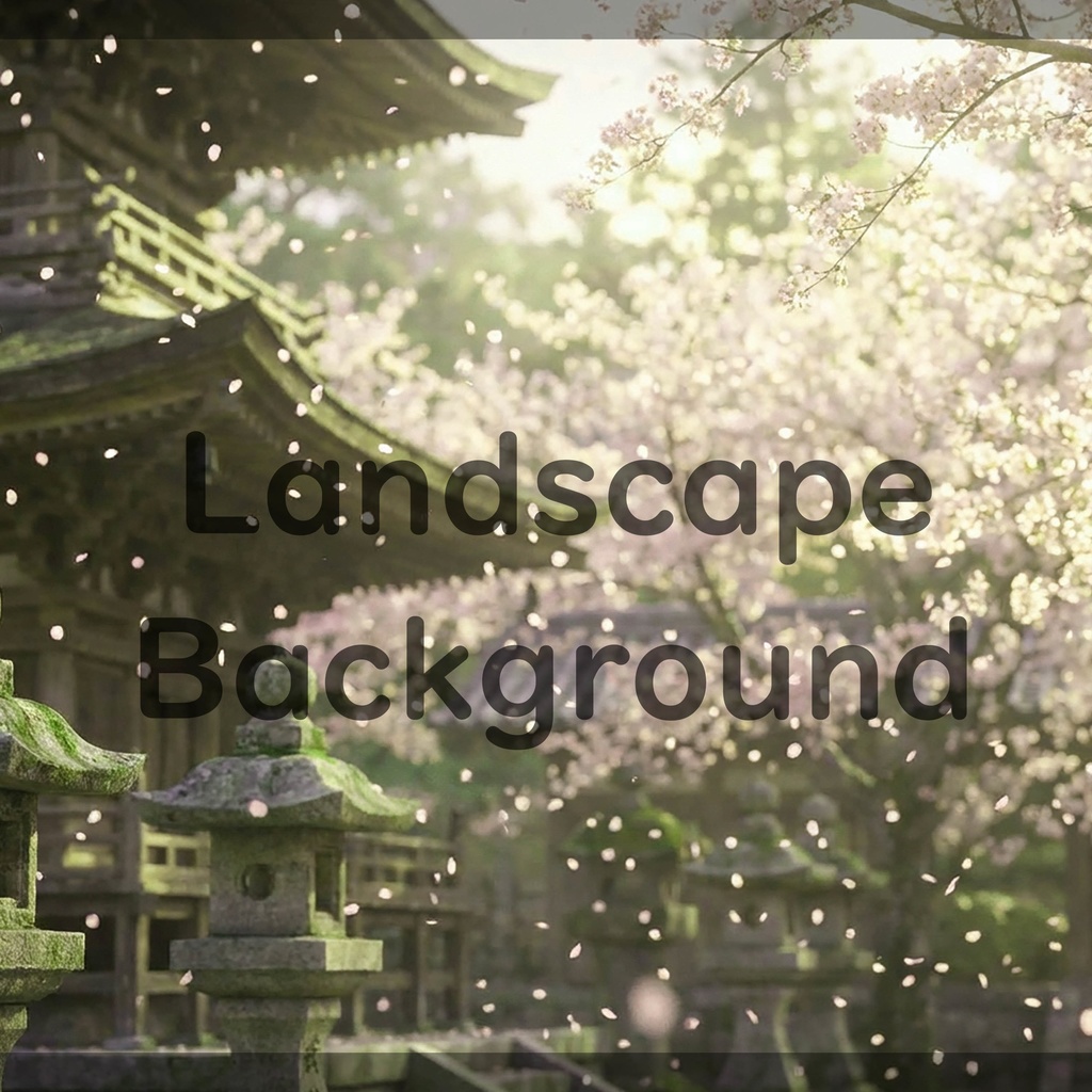 01_光に包まれる桜寺院庭園背景|上品な和の景色(4色セット)