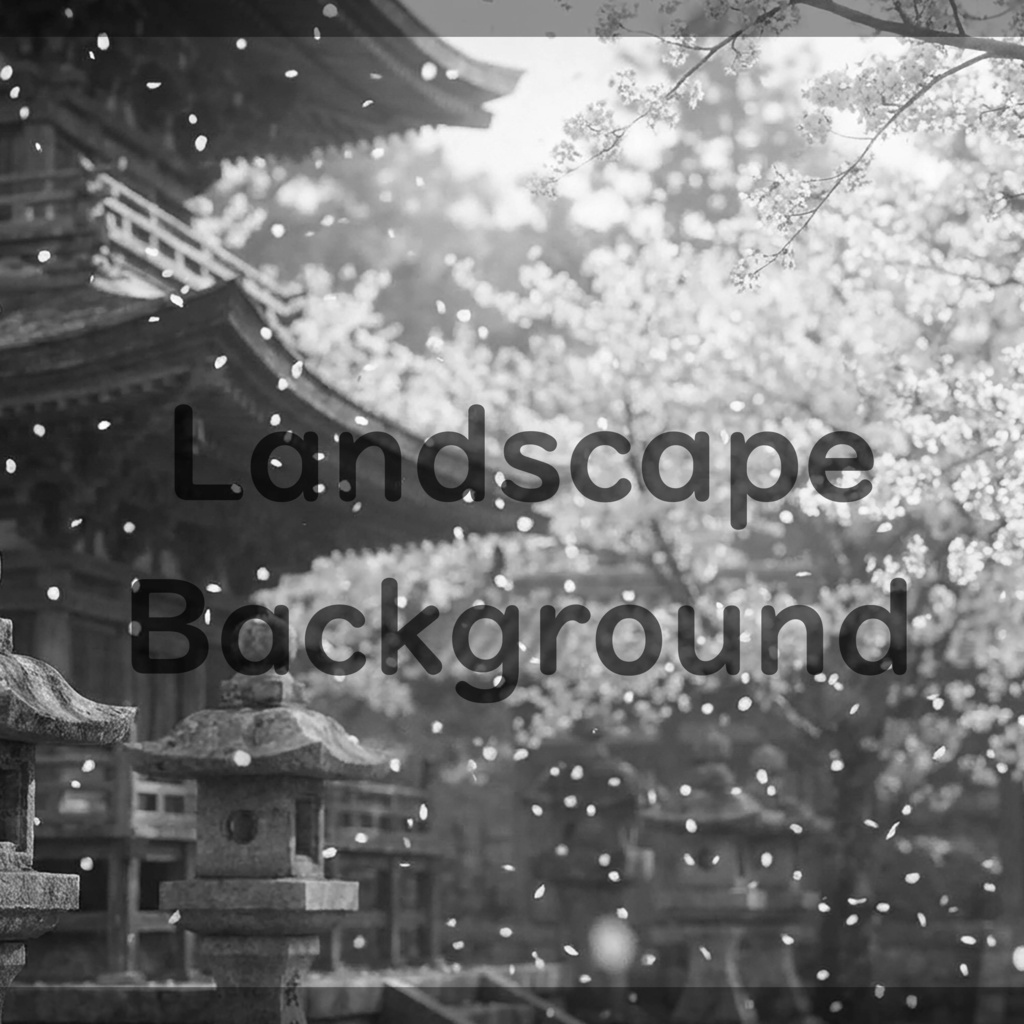 02_光に包まれる桜寺院庭園背景|上品な和の景色(4色セット)