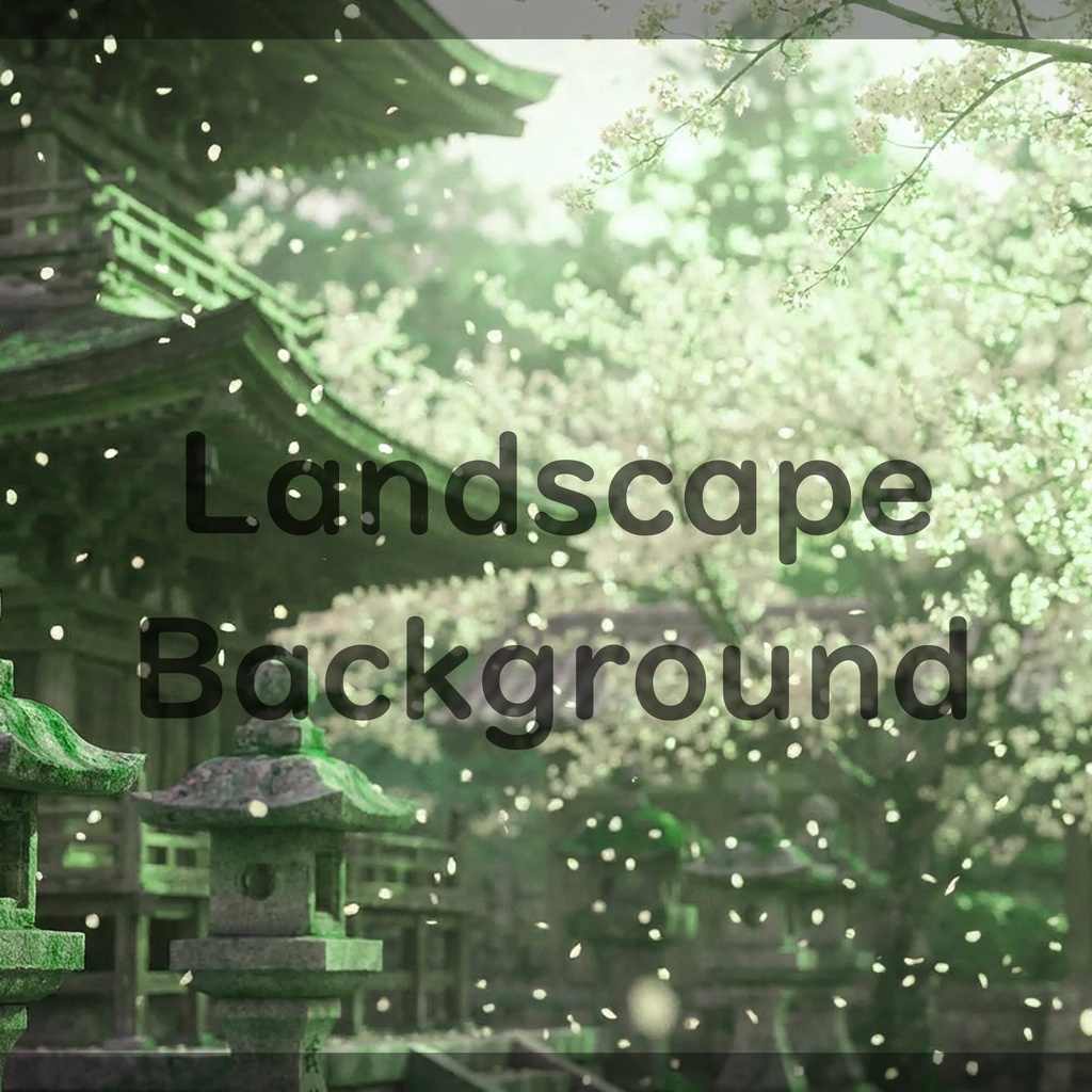 02_光に包まれる桜寺院庭園背景|上品な和の景色(4色セット)