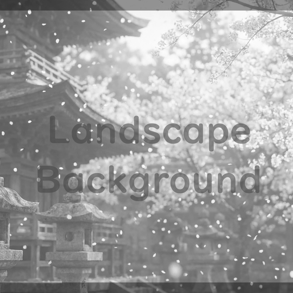 04_光に包まれる桜寺院庭園背景|上品な和の景色(4色セット)