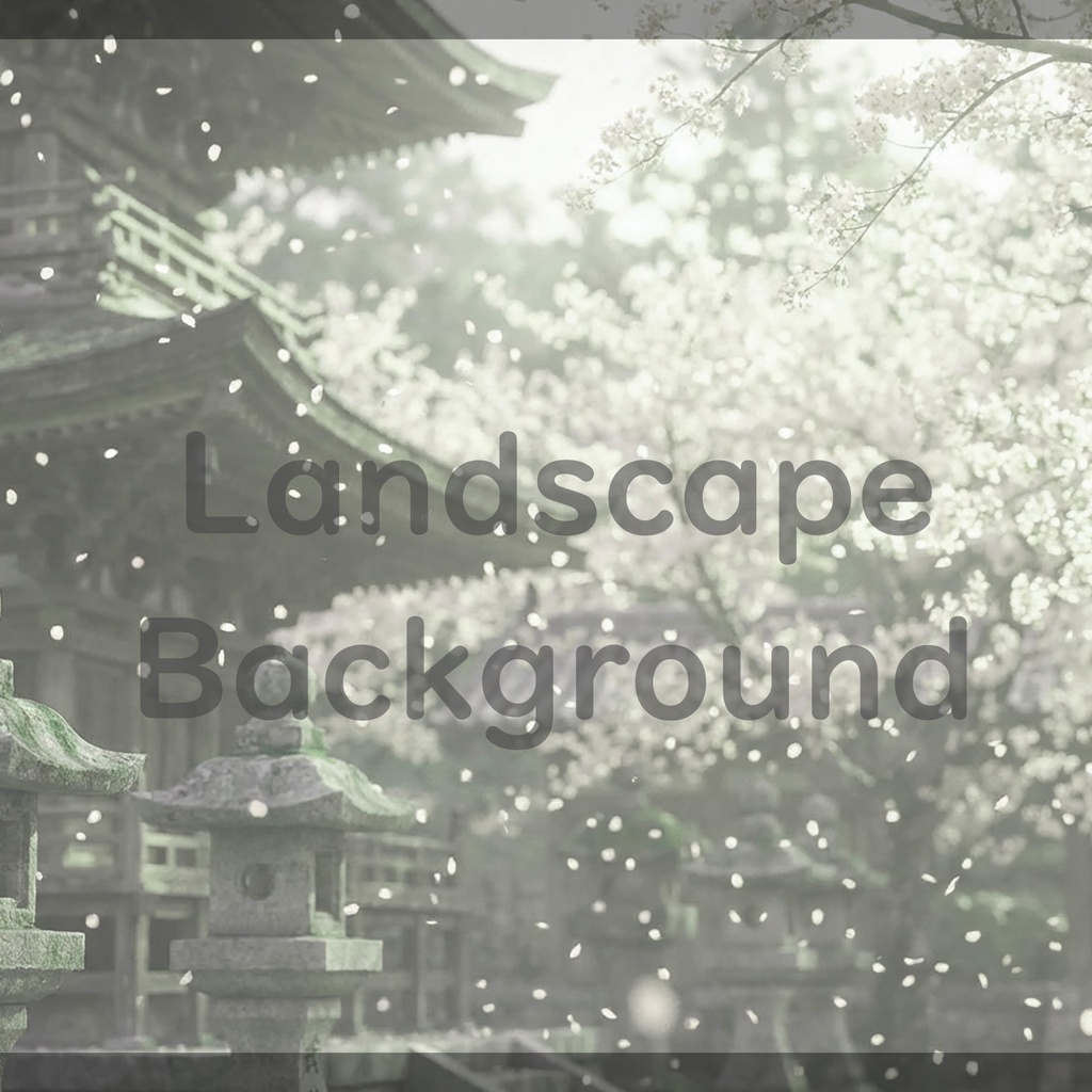 04_光に包まれる桜寺院庭園背景|上品な和の景色(4色セット)