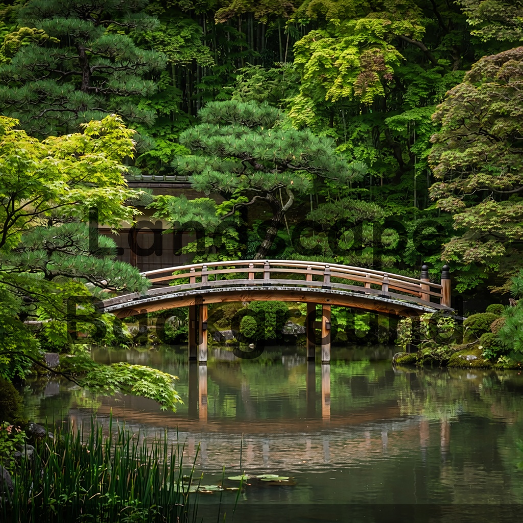 01_日本庭園橋背景｜静かな和の水景