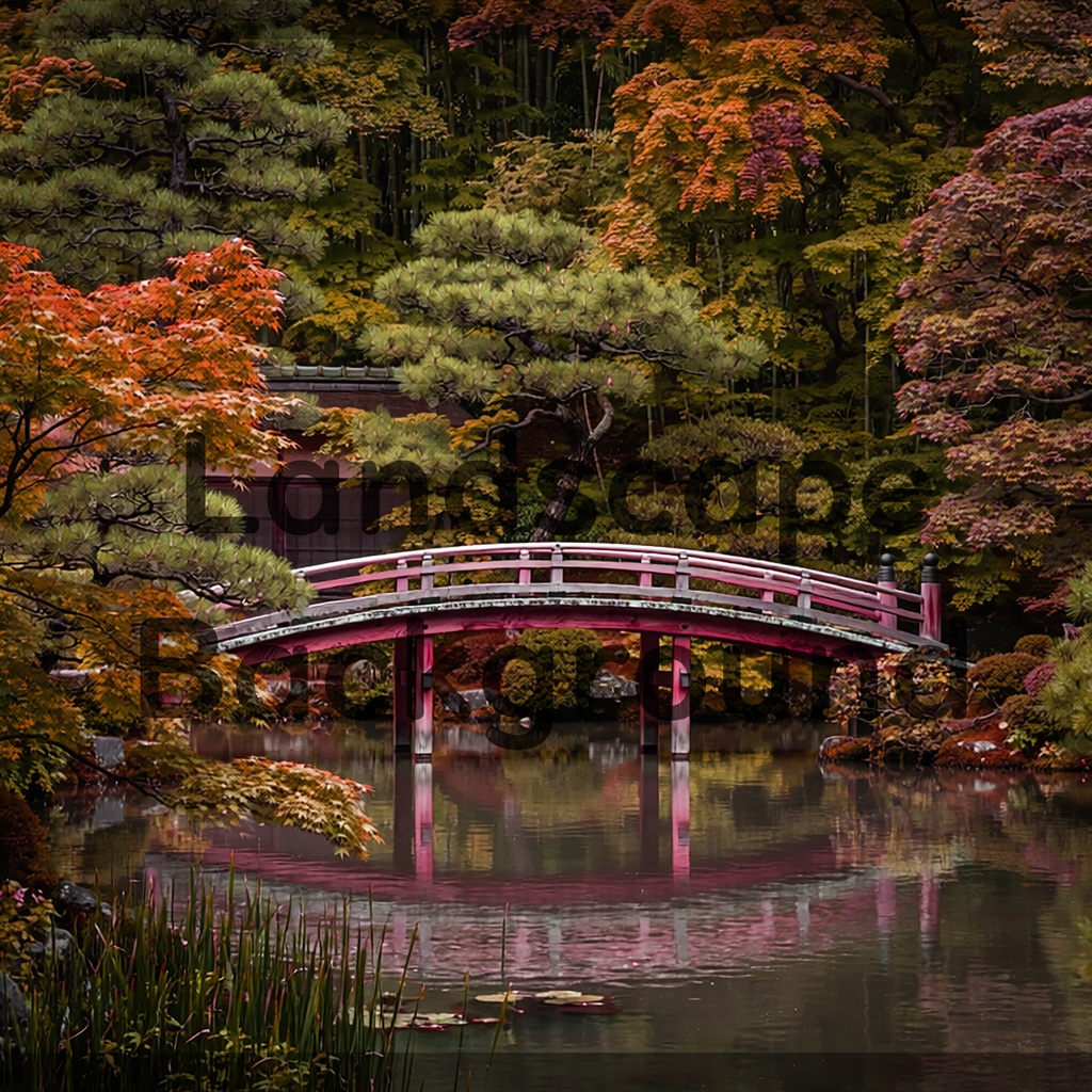 02_日本庭園橋背景｜静かな和の水景