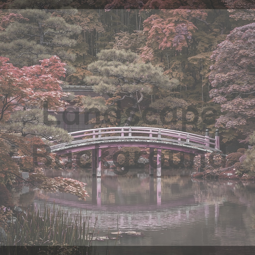 010_日本庭園橋背景｜静かな和の水景
