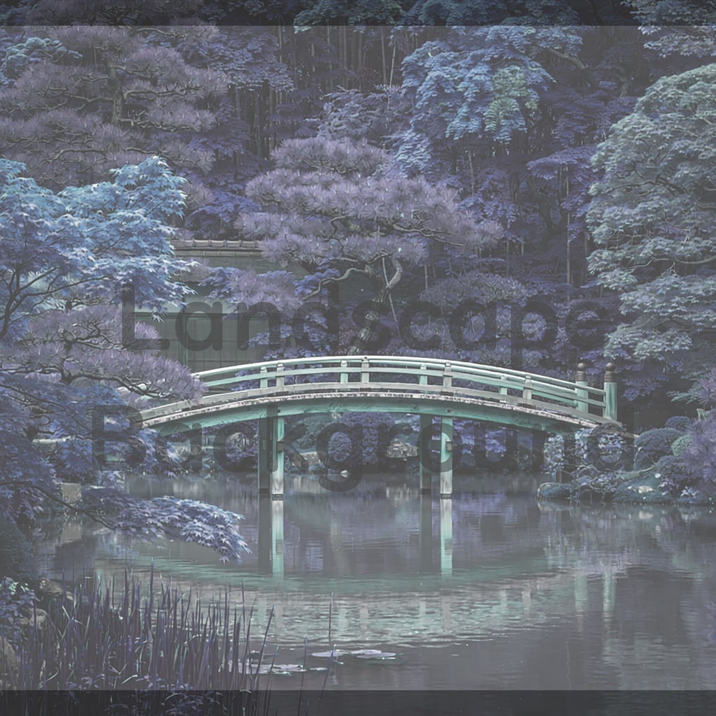 013_日本庭園橋背景｜静かな和の水景