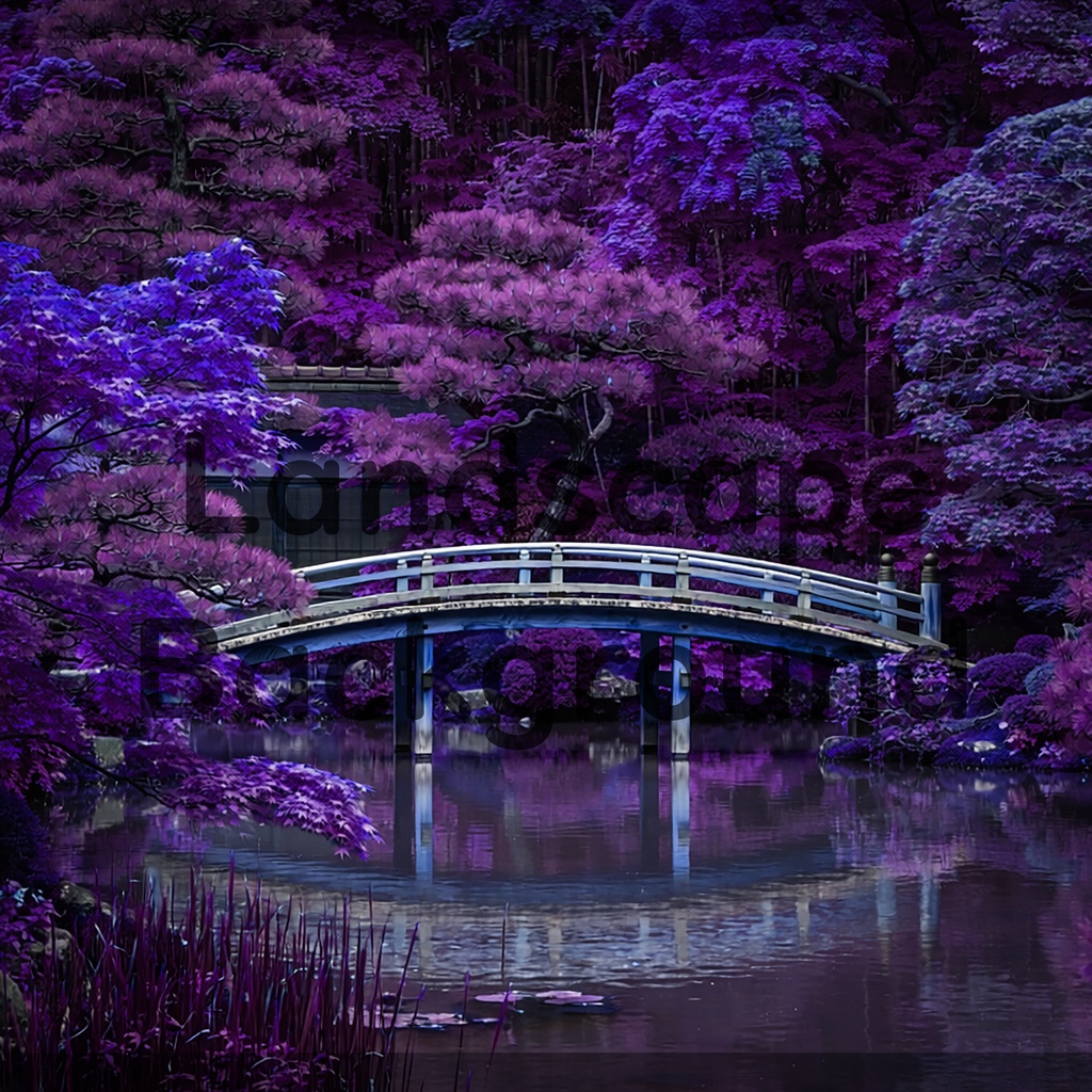 02_日本庭園橋背景|静かな和の水景(4色セット)