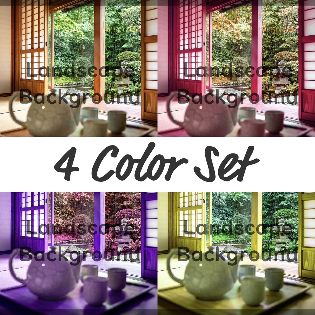 01_障子越しの日本庭園背景｜穏やかな和のひととき（4色セット）