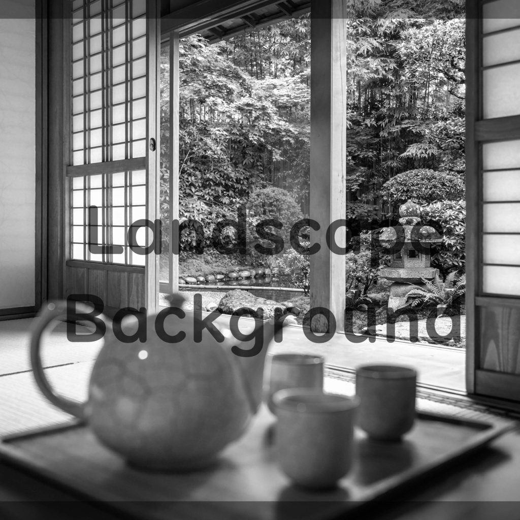 02_障子越しの日本庭園背景|穏やかな和のひととき(4色セット)