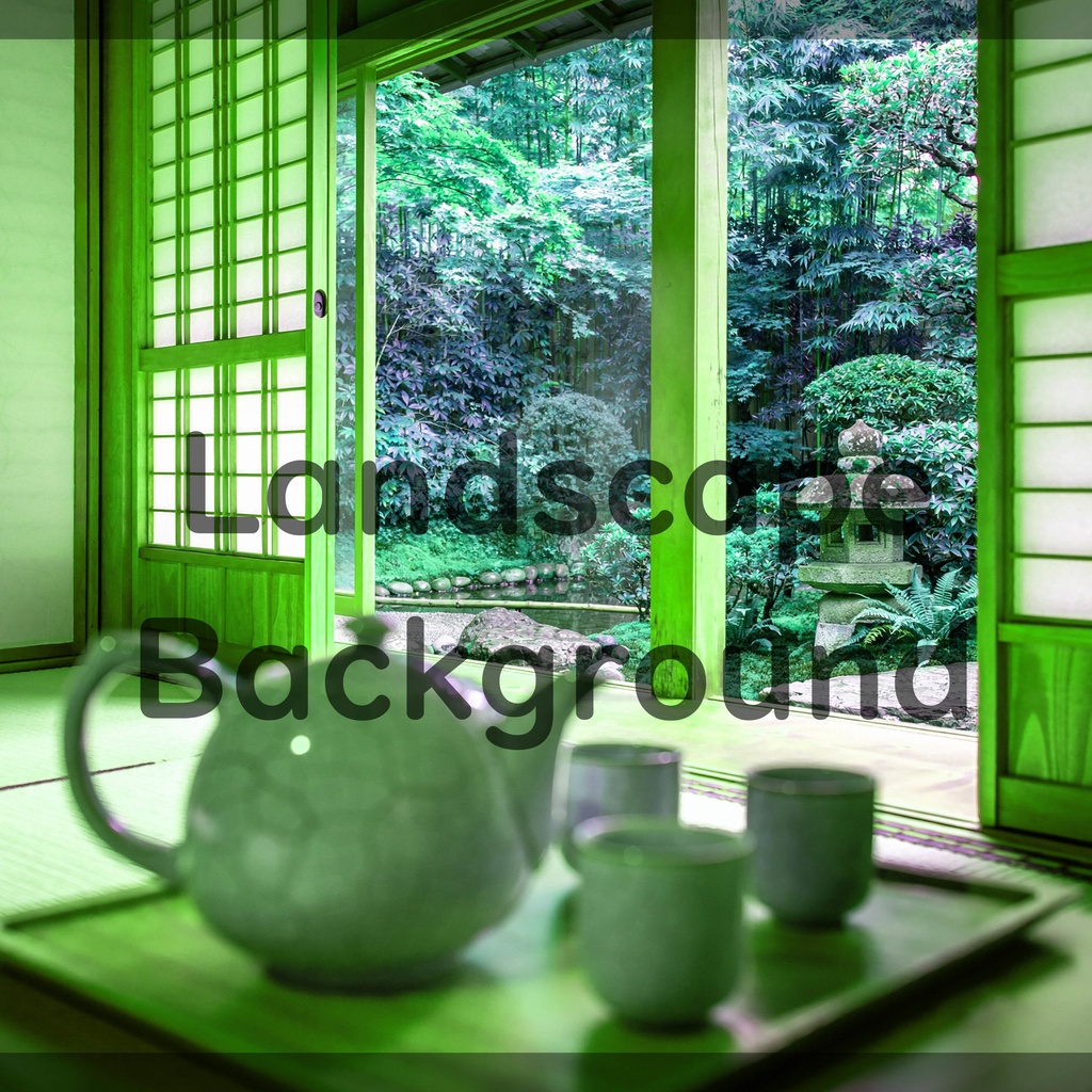 02_障子越しの日本庭園背景|穏やかな和のひととき(4色セット)