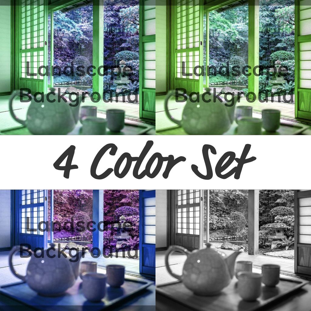 02_障子越しの日本庭園背景｜穏やかな和のひととき（4色セット）