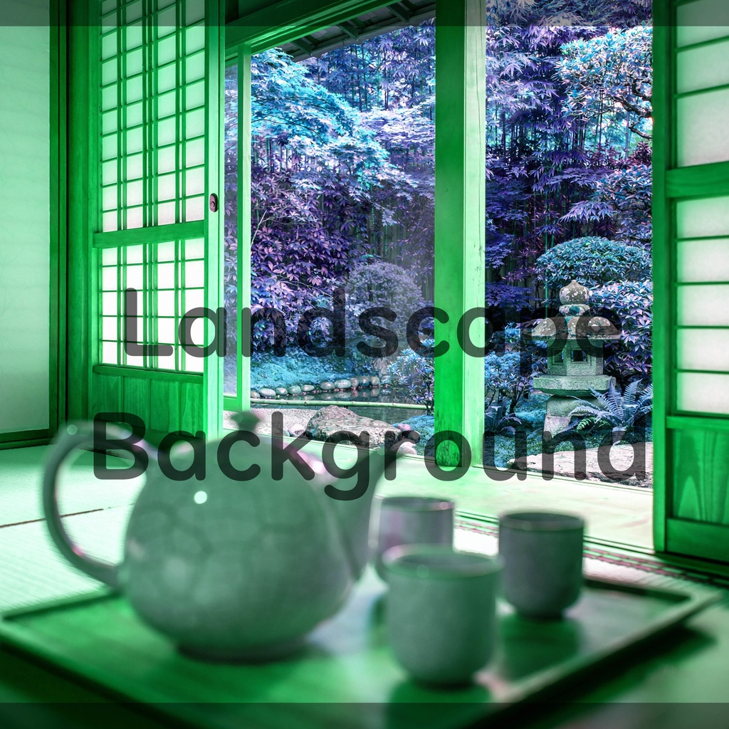 02_障子越しの日本庭園背景|穏やかな和のひととき(4色セット)