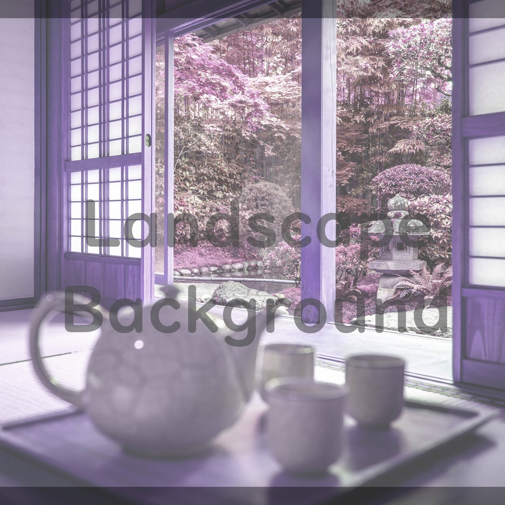 01_障子越しの日本庭園背景|穏やかな和のひととき(4色セット)