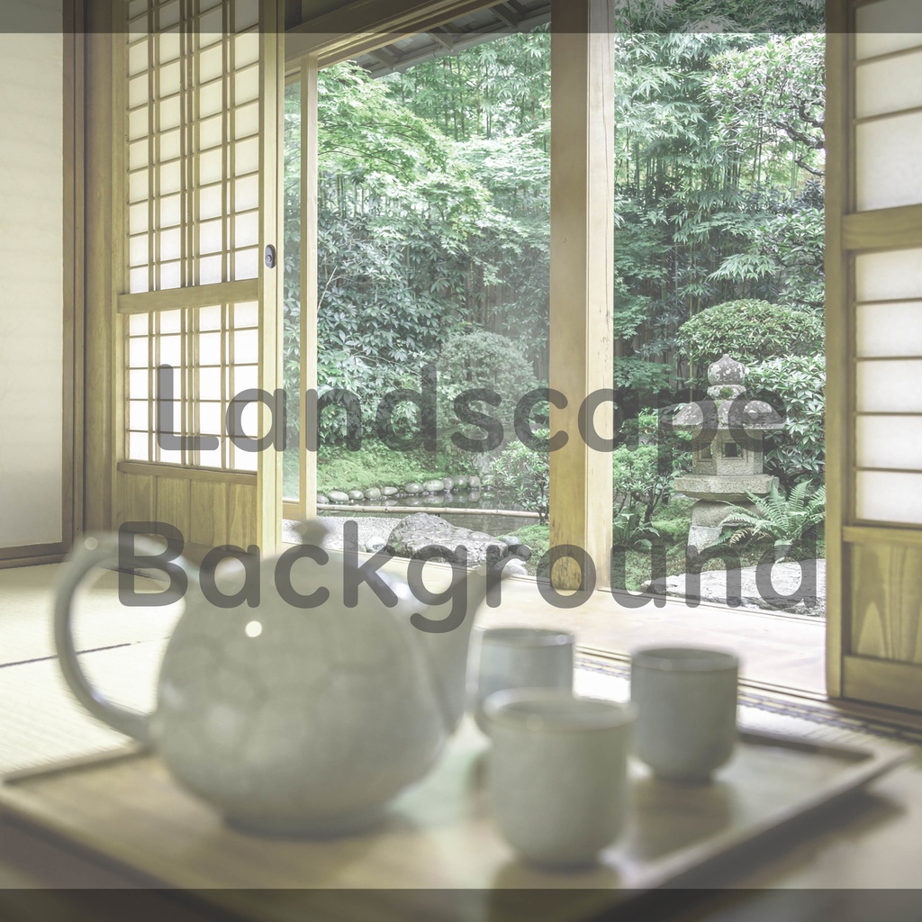01_障子越しの日本庭園背景|穏やかな和のひととき(4色セット)
