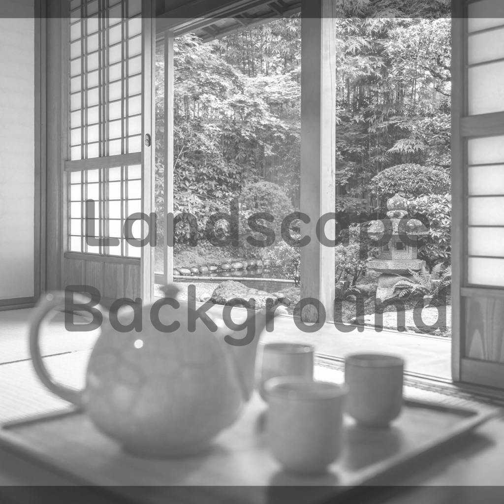 04_障子越しの日本庭園背景|穏やかな和のひととき(4色セット)